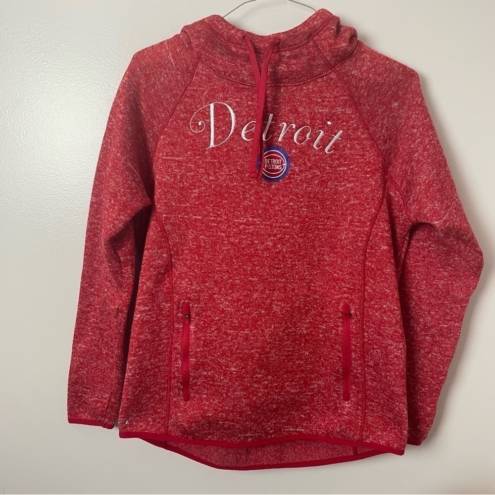 Detroit Pistons Red & White Zip Hoodie Sweatshirt – Size Large